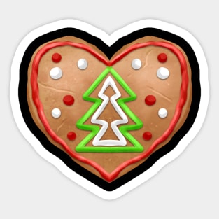 Gingerbread Heart With Christmas Tree For Christmas Sticker